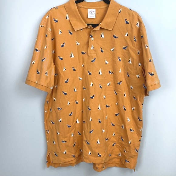 Brooks Brothers Orange Polo Shirt with Sailboats and Whales size XL - Picture 7 of 8
